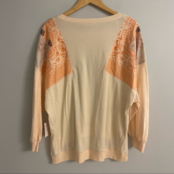 NWT We The Free Feelin It Pink Slouchy Patchwork Pullover Long Sleeve Top - Picture 7 of 9